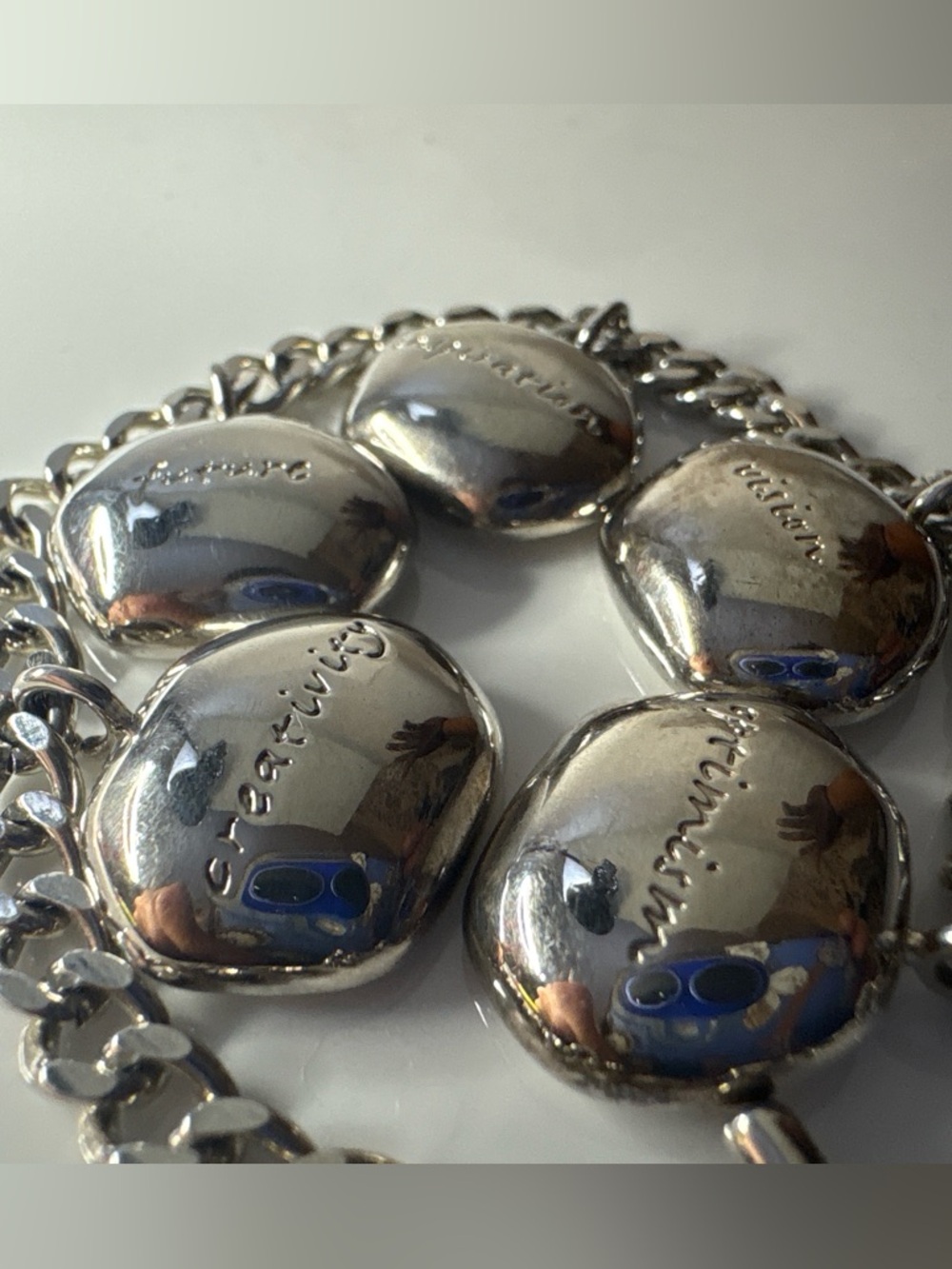 Vintage Cerruti Image Charm Bracelet Silver Tone Inspirational Words Toggle 7.5” - Picture 8 of 9